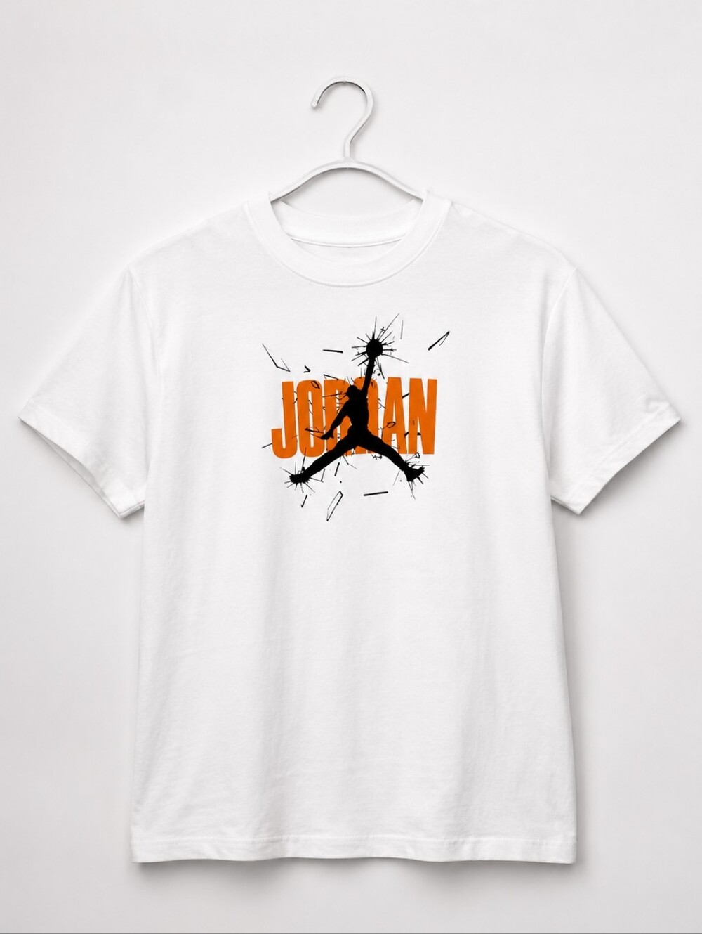 Jordan White Tee with Orange Logo and Black Jumpman